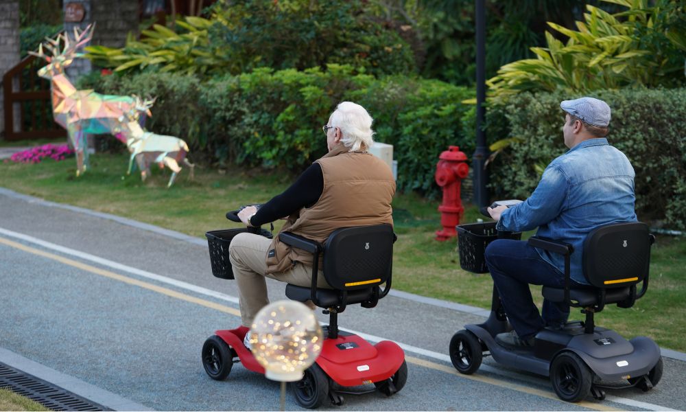 Elderly people driving electric scooters