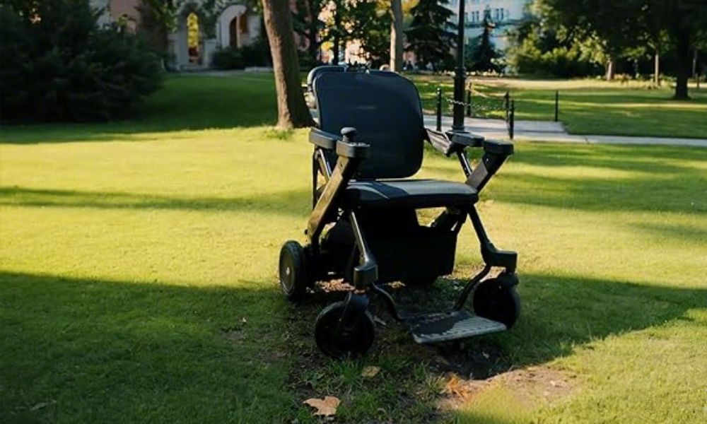 Electric wheelchair on the grass