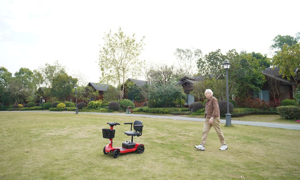 Elderly people driving electric scooters