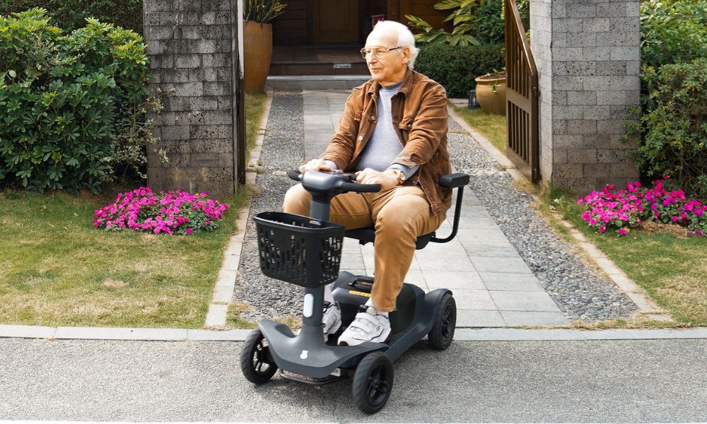 Elderly people driving electric scooters