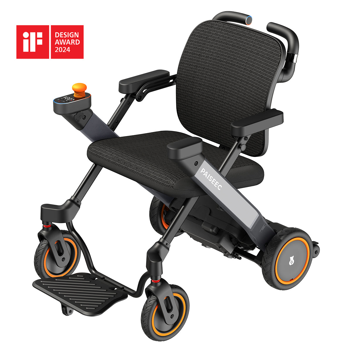 Paiseec W3 Foldable Electric Wheelchair, Weight Only 49.6 lbs, 15.6 Miles Range, 265lbs Weight Capacity, Red & Gray 2 color Available. Right or Left Handed Joystick Design.