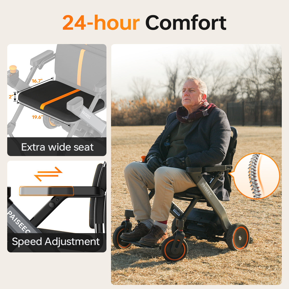 Paiseec 2-in-1 Electric Wheelchair W1