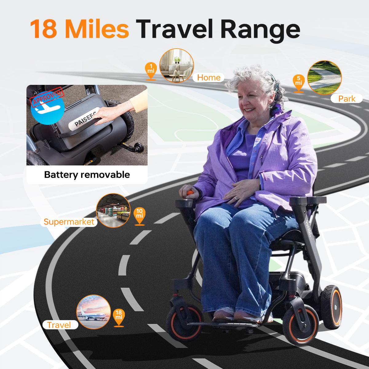 Paiseec 2-in-1 Electric Wheelchair W1