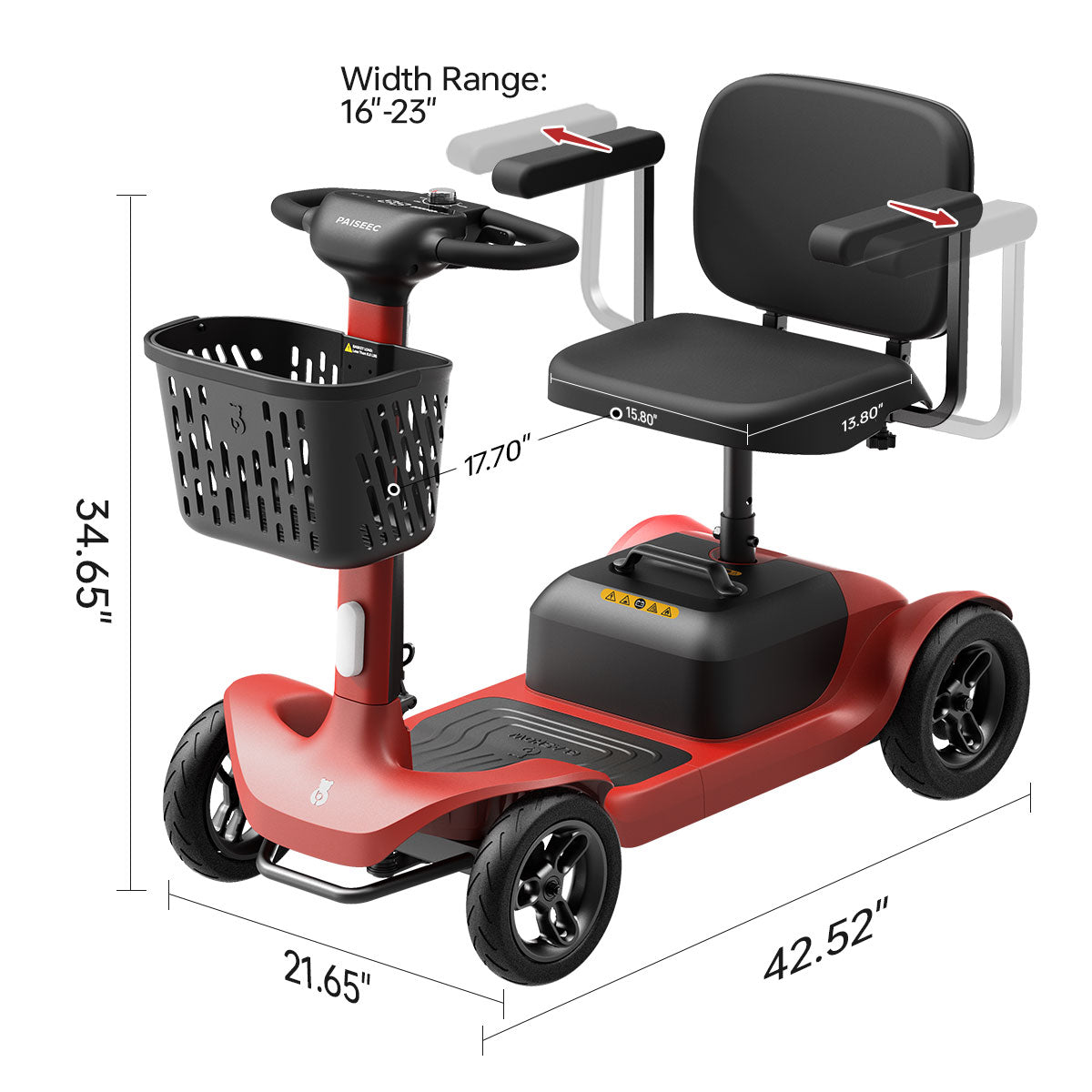 S1 Mobility Scooter for Adults, 4-Wheel Mobility Scooter - 25 Miles Range, up to 6.2 mph, Smart Safety Features, Good Legroom, Rotating Swivel Seat, Headlight, Detachable Basket, Charger Included.